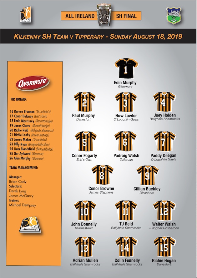 All-Ireland Senior Final team Vs Tipperary named