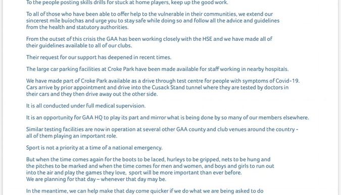 A Message for GAA Club Members