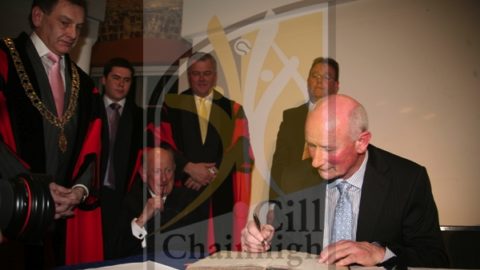 Brian Cody Signs the Charter giving him the Freedom of the City Mr. Brian Cody, Kilkenny Senior Hurling Manager, is being honoured for his contribution to hurling in Kilkenny, both as a player and manager. Born in Sheestown, Co. Kilkenny, in 1954 into a family hugely involved with the GAA, Brian was educated at his local national school and later attended the famed St. Kieran's College in Kilkenny. It was at St. Kieran's where Brian first experienced hurling success and where his inter-county career with Kilkenny evolved. Brian later attended St. Patrick's College in Dublin where he studied to be a primary school teacher and currently works as a teacher at St. Patrick's De-La Salle School in Kilkenny.