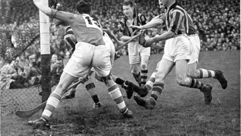 Goalmouth Action from the 1946 All Ireland Final in which Cork beat Kilkenny by 7-5 to 3-8