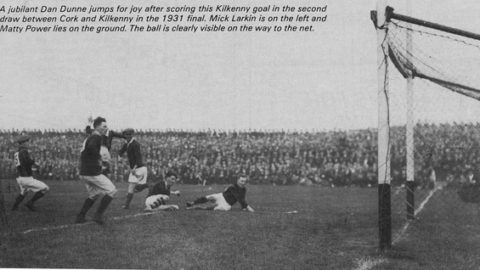 Kilkenny score a goal in the second of the 1931 Finals.