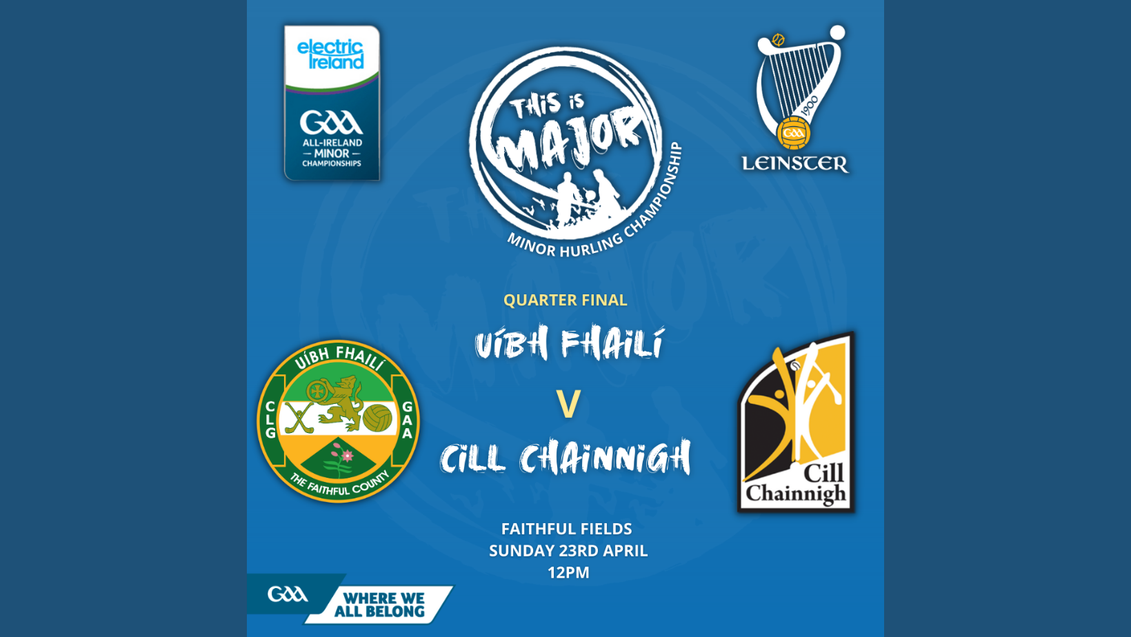 Kilkenny Minor Team to play Offaly in the Electric Ireland Leinster MHC Quarterfinal named