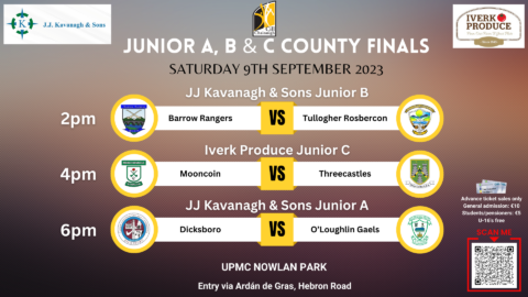 JJ Kavanagh & Sons Junior A & B and Iverk Produce Junior C County Finals