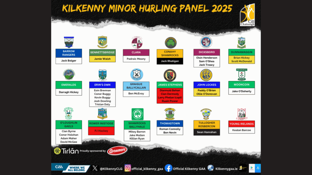 Kilkenny Minor Hurling Panel 2025