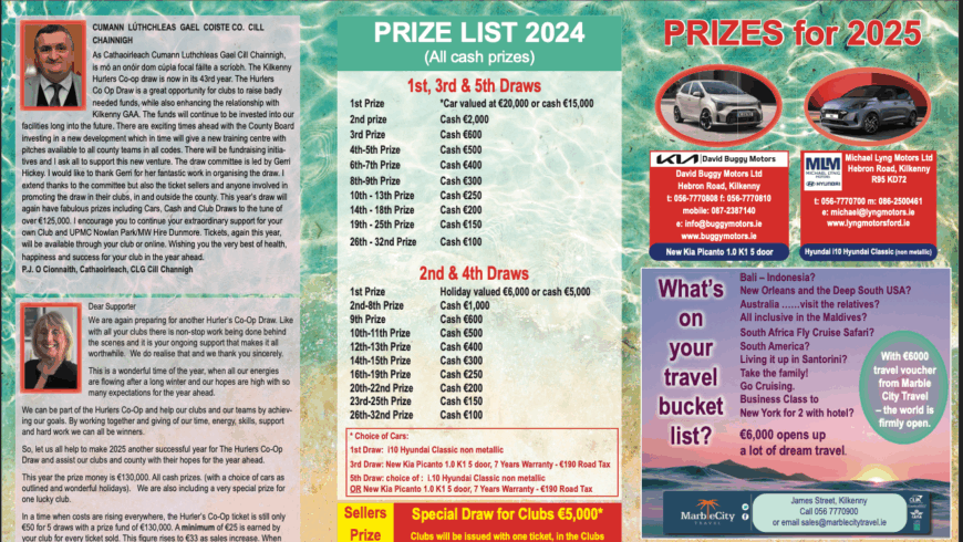 2025 Hurlers Co-Op Draw