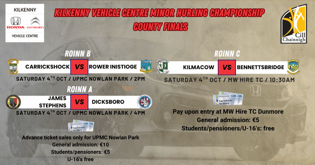 Kilkenny Vehicle Centre Minor Roinn A, B & C County Finals