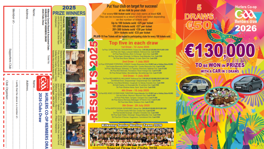 2026 Hurlers Co-Op Draw – Last Chance to Get Tickets for the 2026 Draw