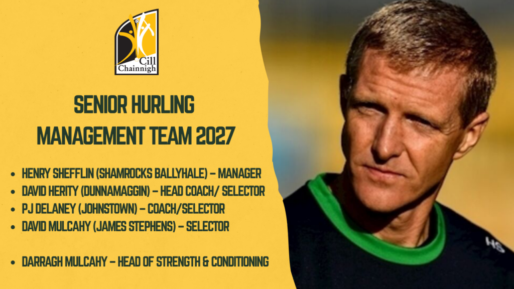 Henry Shefflin Names Kilkenny Senior Hurling Management Team
